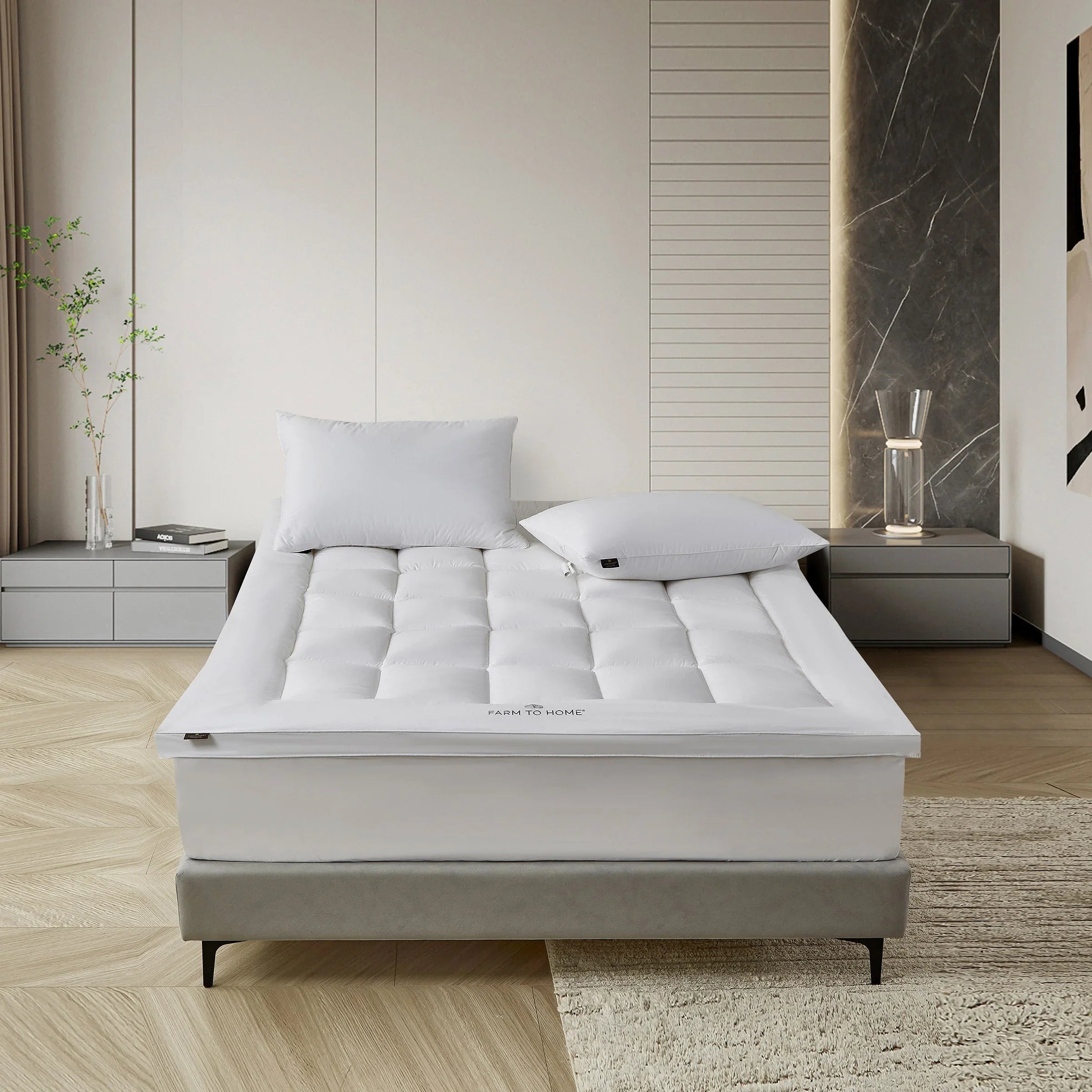 Farm to Home White Organic Cotton 2‚Äù Mattress Topper - USA MEGA SHOP