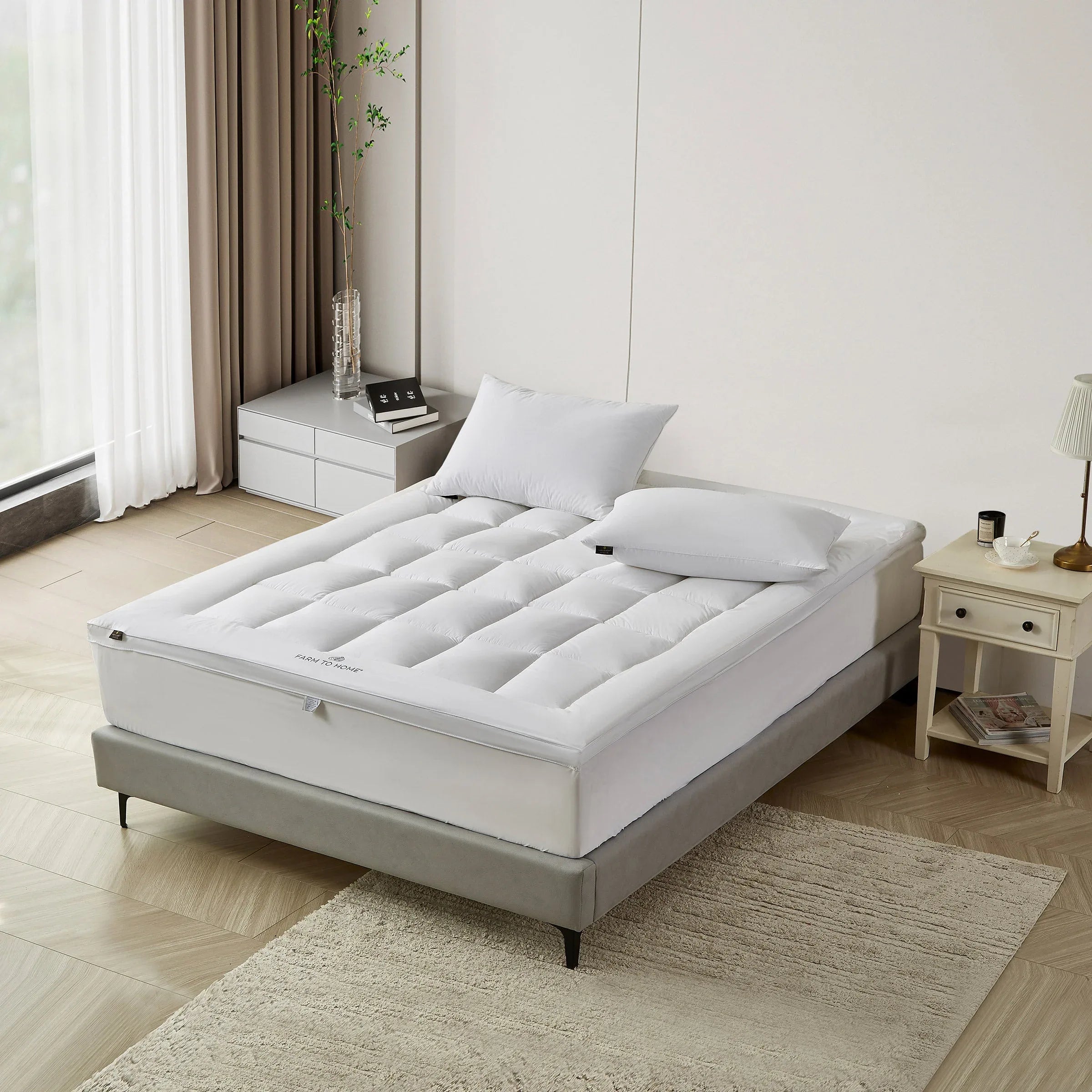 Farm to Home White Organic Cotton 2‚Äù Mattress Topper - USA MEGA SHOP