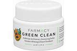 Farmacy Green Clean cleansing balm jar, white tub with green label