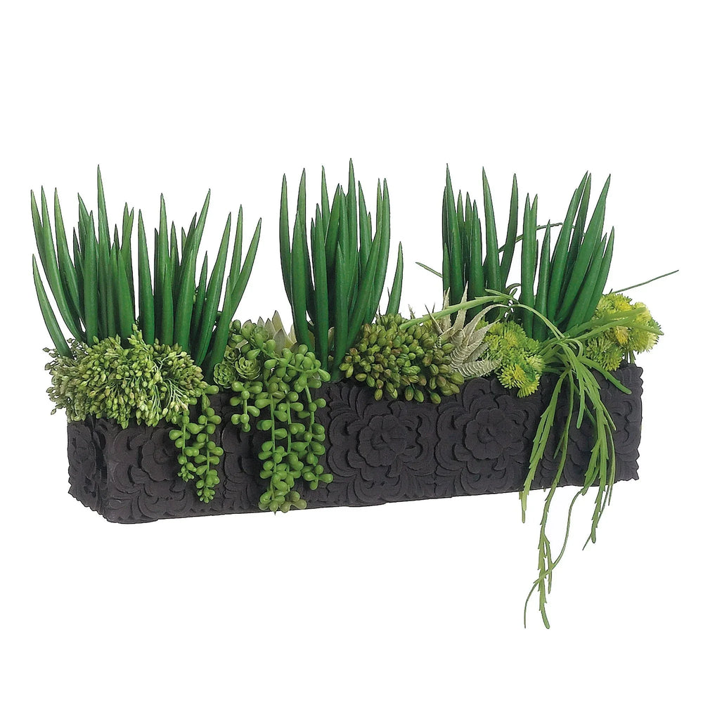 Faux Succulent Arrangement in Cement Planter - USA MEGA SHOP