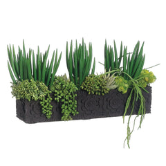 Faux Succulent Arrangement in Cement Planter - USA MEGA SHOP
