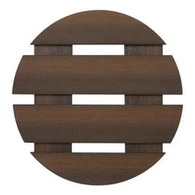 Brown plant caddy top with slatted boards and central cutout