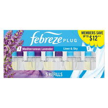 Febreze Plug air freshener refill pack showing 5 refill bottles