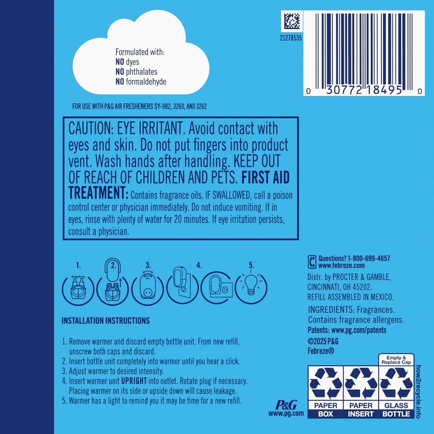 Febreze Plug Air Freshener, Mediterranean Lavender + Linen & Sky, 5 refills, 4.35 fl. oz.