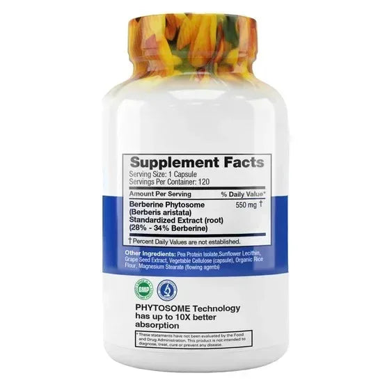 Feel Good Superfoods Berberine Phytosome High Absorption, 120 Vegan Capsules