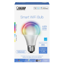Smart WiFi LED bulb package showing color changing and tunable white bulb design