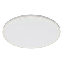 Round ceiling light fixture with frosted white diffuser and silver outer ring