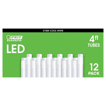LED replacement glass tubes, cool white, 4 ft, 12-pack (packaging view)
