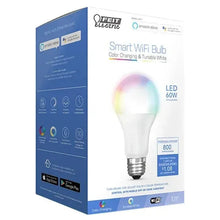 Smart Wi-Fi LED bulb in retail box, color-changing and tunable white, E26 base