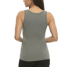 Ribbed tank top, heather gray, scoop neck, sleeveless fitted