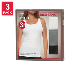 Ribbed tank top, white, 3-pack box with front-wear view