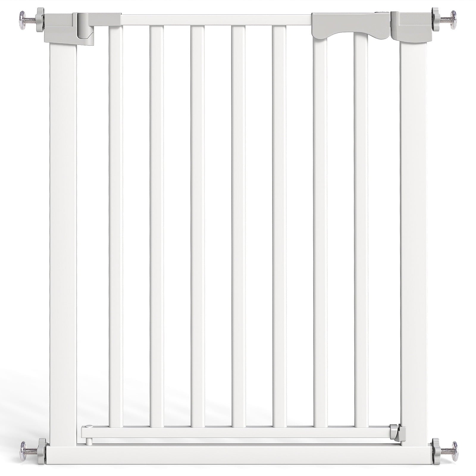 Fenbeli 30"-50" Baby Gates for Doorway, Auto Close Pet Gate, Gifts for Mom, Easy Install Pressure Mounted Dog Door, White
