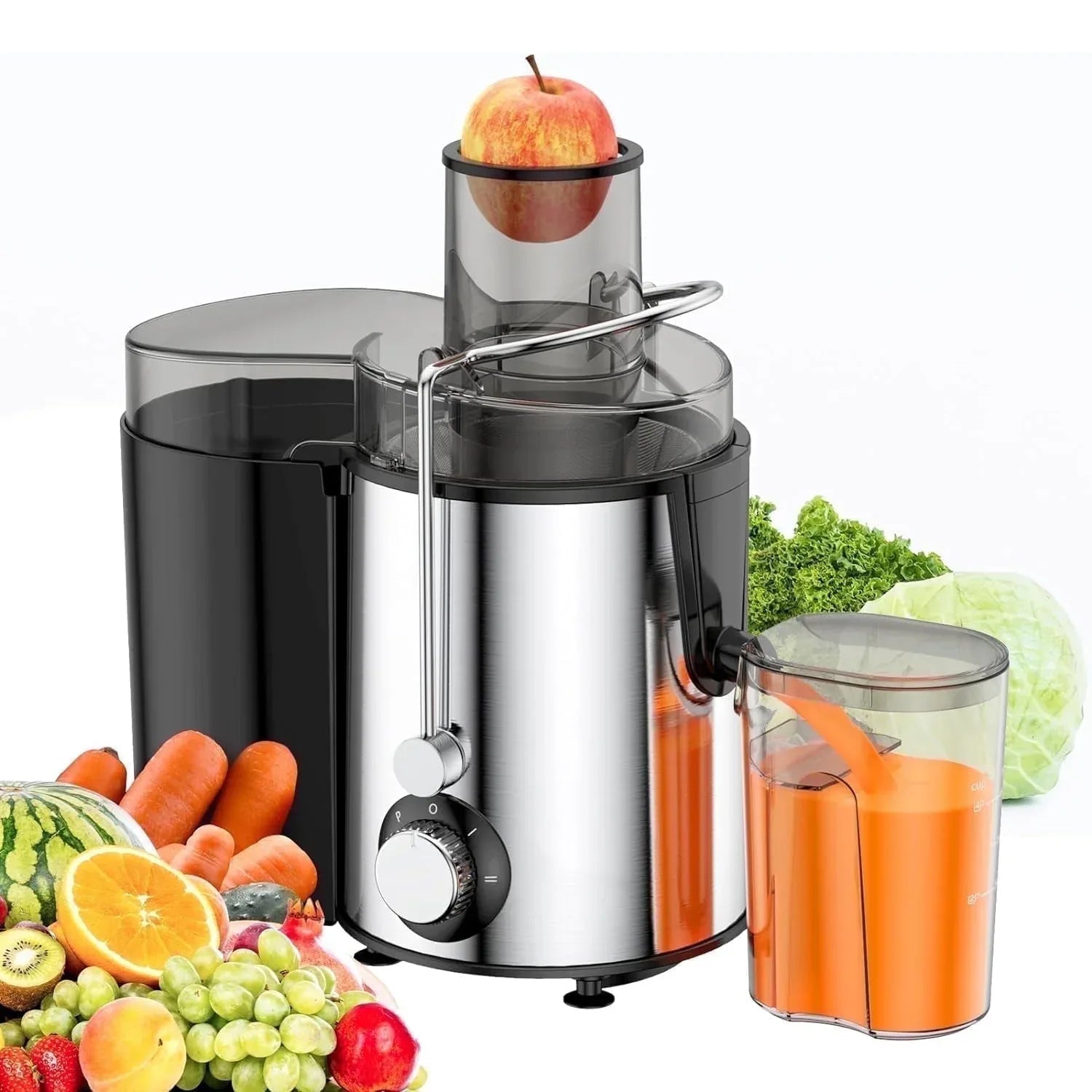 Fylivore Juicer Machine , 800W Wide 2.75”Feed Chute Juice Extractor Easy to Clean, Anti-Drip, Stainless Steel BPA-Free