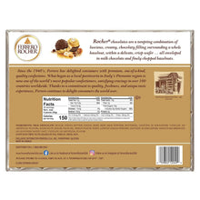 Ferrero Rocher candy package back panel with nutrition facts, ingredients, and barcode
