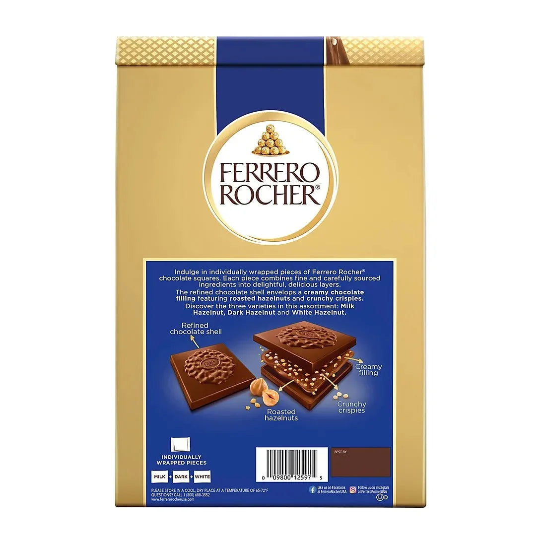 Ferrero Rocher Assorted Chocolate Hazelnut Squares, 16.7 oz. - USA MEGA SHOP