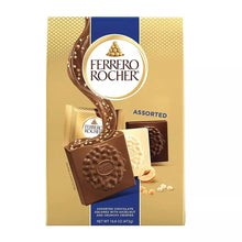 Assorted chocolate hazelnut squares package with Ferrero Rocher logo