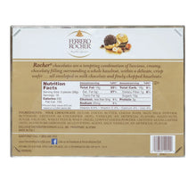 Ferrero Rocher milk chocolate hazelnut box back panel with nutrition information
