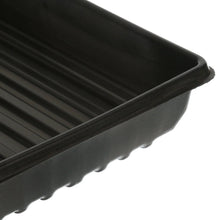 Seed starting tray corner and sidewalls, black ribbed plastic