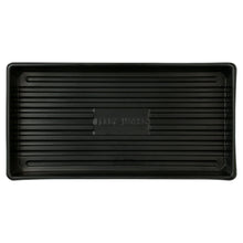 Seed starting tray underside view, black ribbed plastic base
