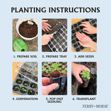 Seed starting tray kit planting instruction card showing steps for hex cell tray