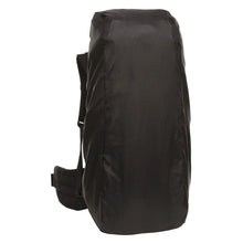 Tactical internal frame backpack back panel with side pocket and compression straps, dark fabric