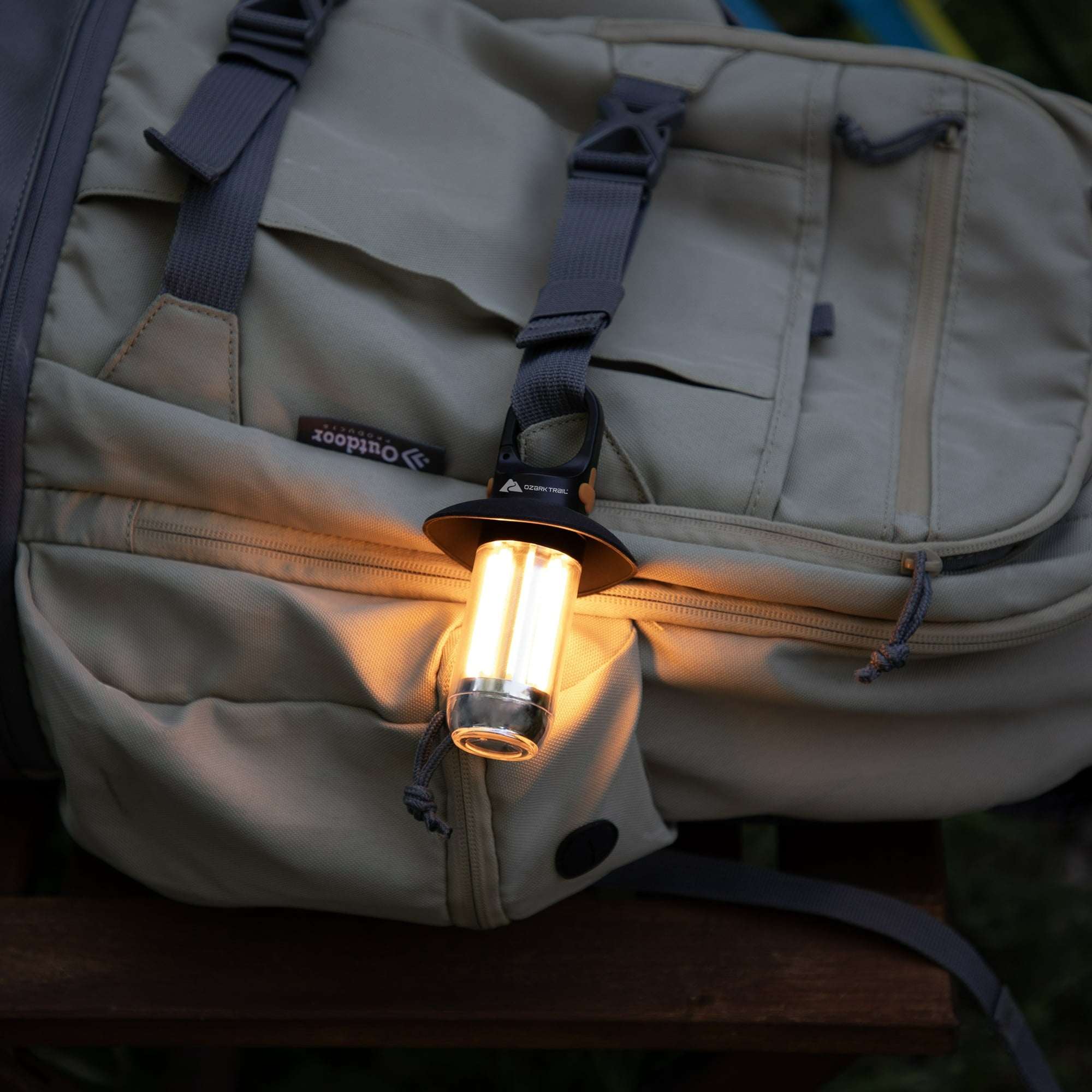 Ozark Trail 250-Lumen Electric Camping Lantern, Rechargeable Mini Filament Lantern and Flashlight