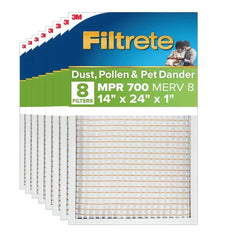 Filtrete Air Filter 1”, MPR 700 MERV 8, Dust, Pollen and Pet Dander Filter, 8-pack