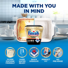 Dishwasher detergent pods package with Finish container and white pod case