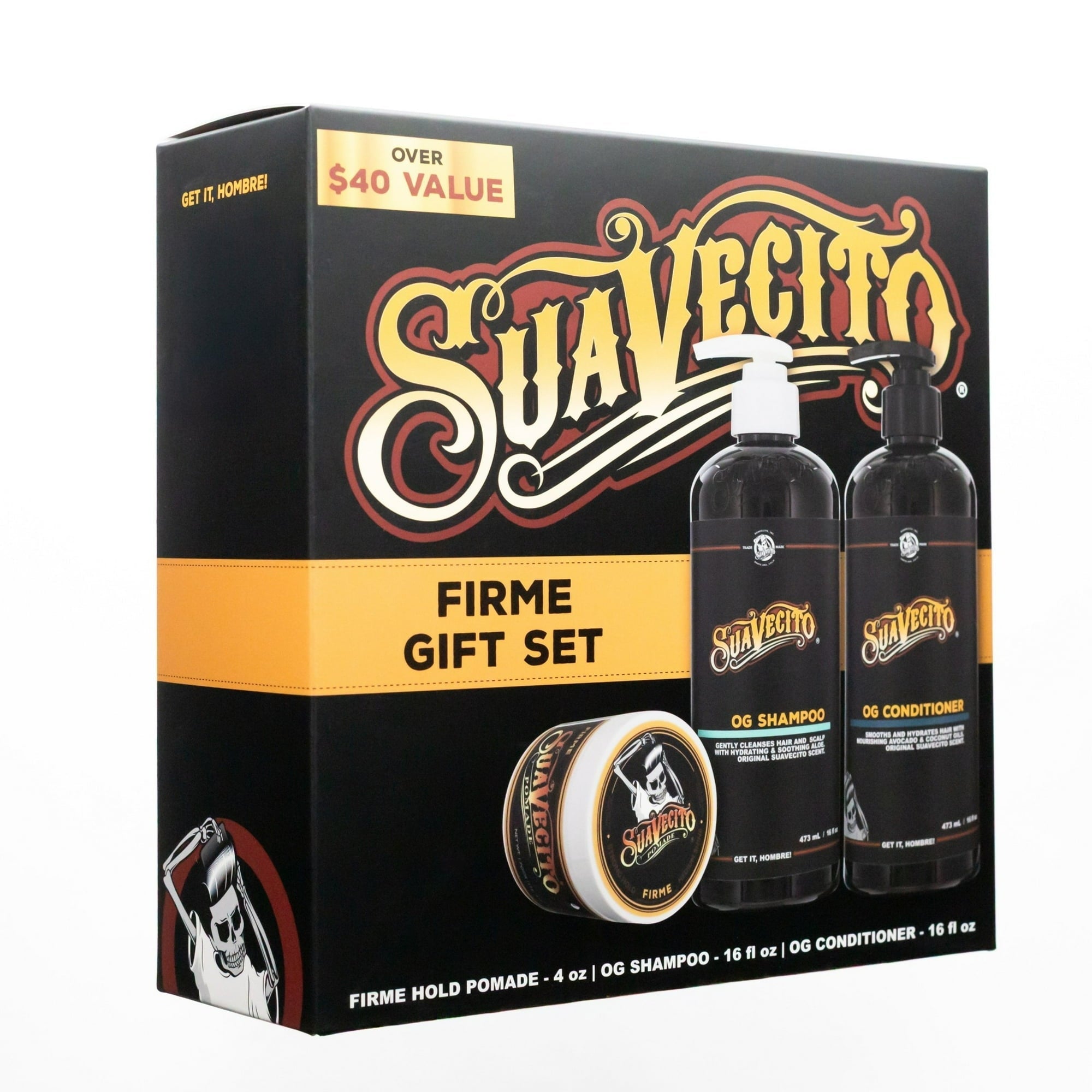 Suavecito Original Hold Hair Care Gift Set, for All Hair Types, Medium Hold Pomade, Shampoo, Conditioner, Men