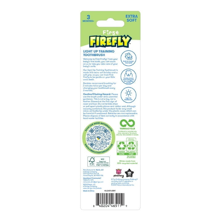 First Firefly Training Light Up Toothbrush, Baby Shark Design, Soft Bristles, 1 Count