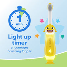 Baby Shark light-up toothbrush with light-up timer feature and star accents.