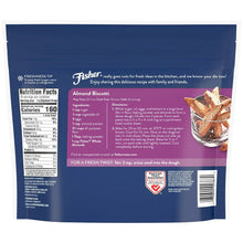 Whole natural almonds bag back panel with Nutrition Facts and serving information