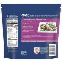 Sliced almonds bag back label with Nutrition Facts panel and serving info