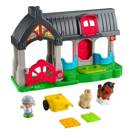 Fisher-Price Little People Friendly Horses Stable Toddler Playset with Sounds, 6 Play Pieces - USA MEGA SHOP
