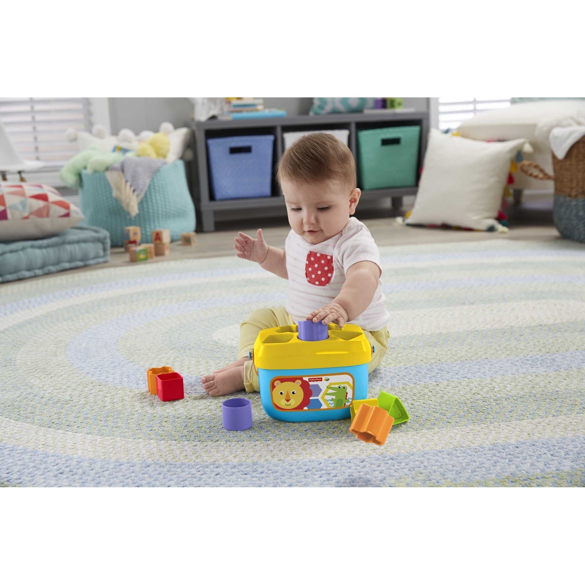 Fisher-Price Baby’s First Blocks Shape Sorting Toy with Storage Bucket, 12 Pieces For Baby & Toddler