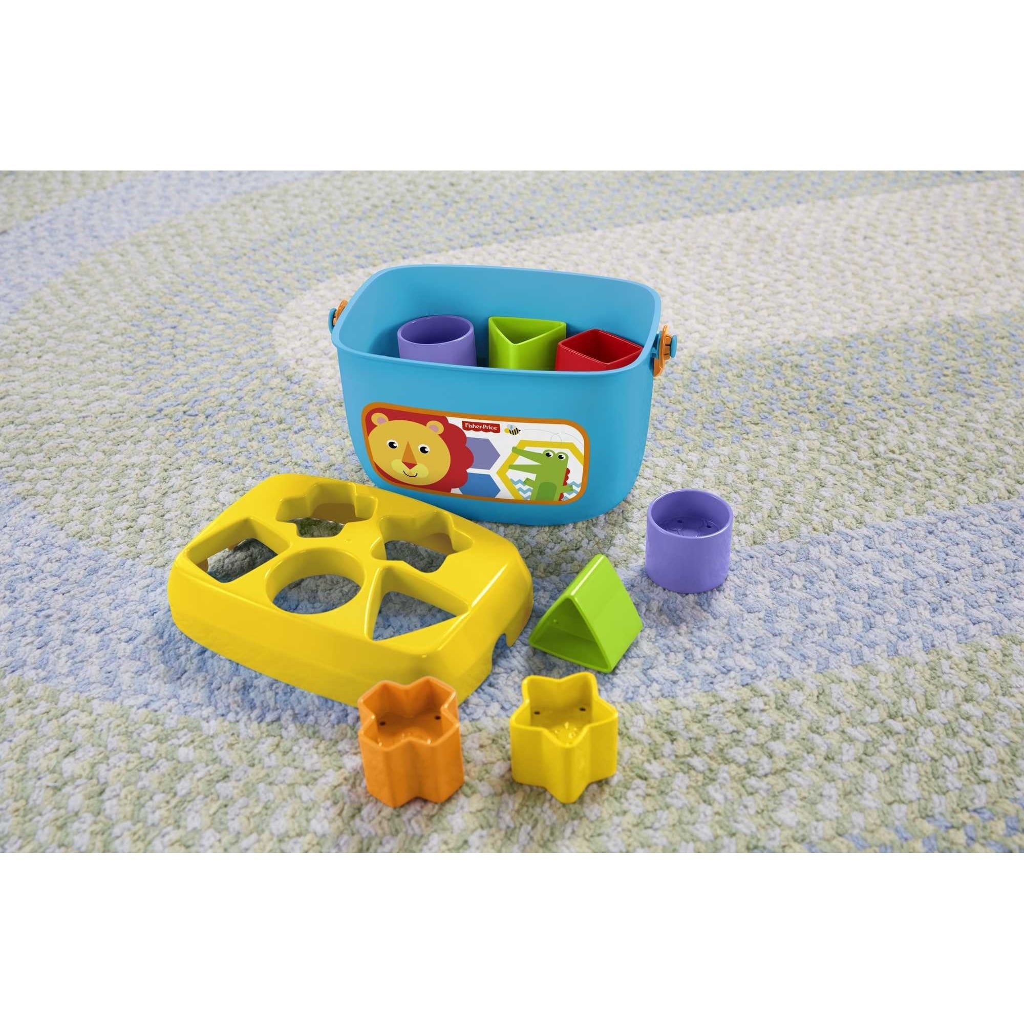 Fisher-Price Baby’s First Blocks Shape Sorting Toy with Storage Bucket, 12 Pieces For Baby & Toddler