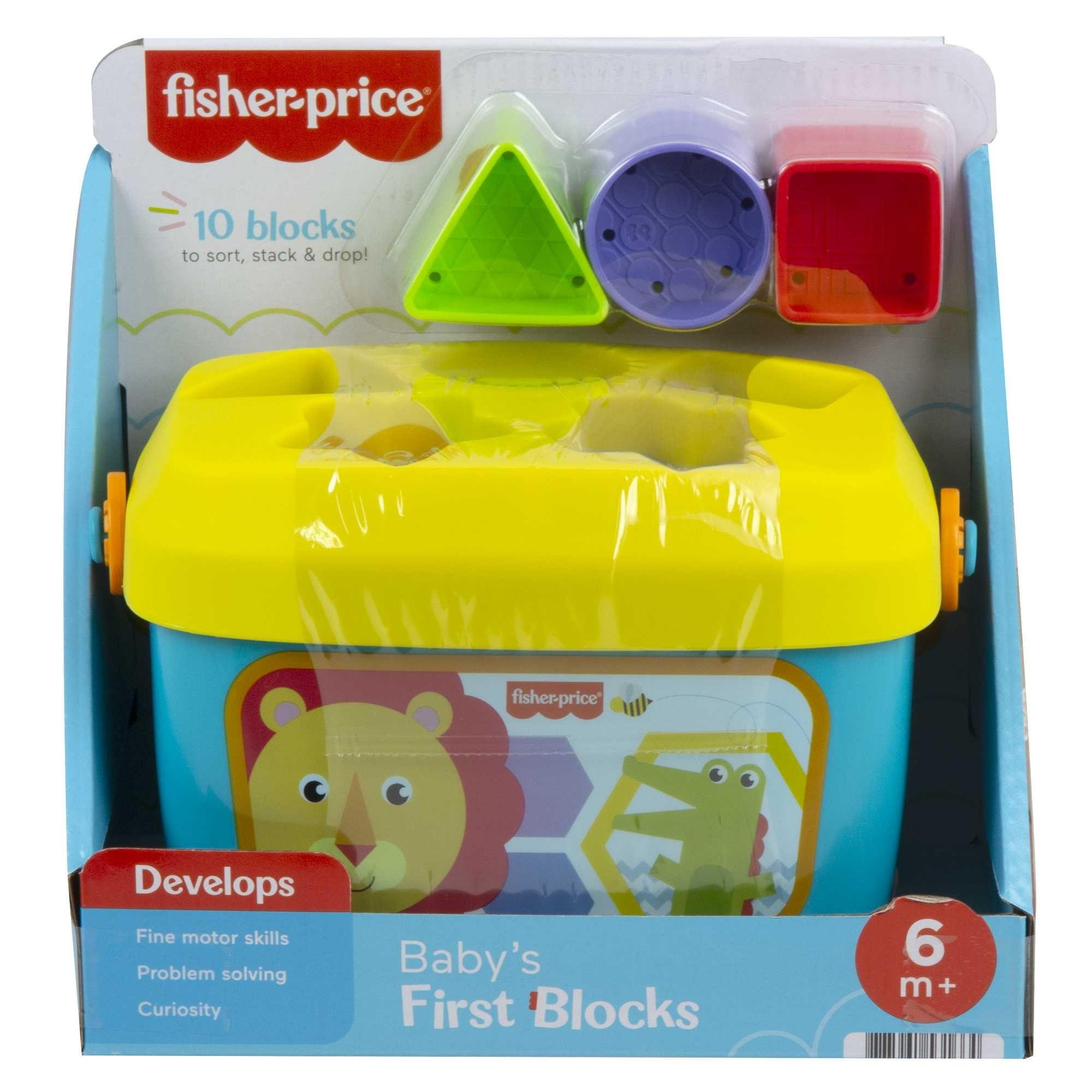 Fisher-Price Baby’s First Blocks Shape Sorting Toy with Storage Bucket, 12 Pieces For Baby & Toddler