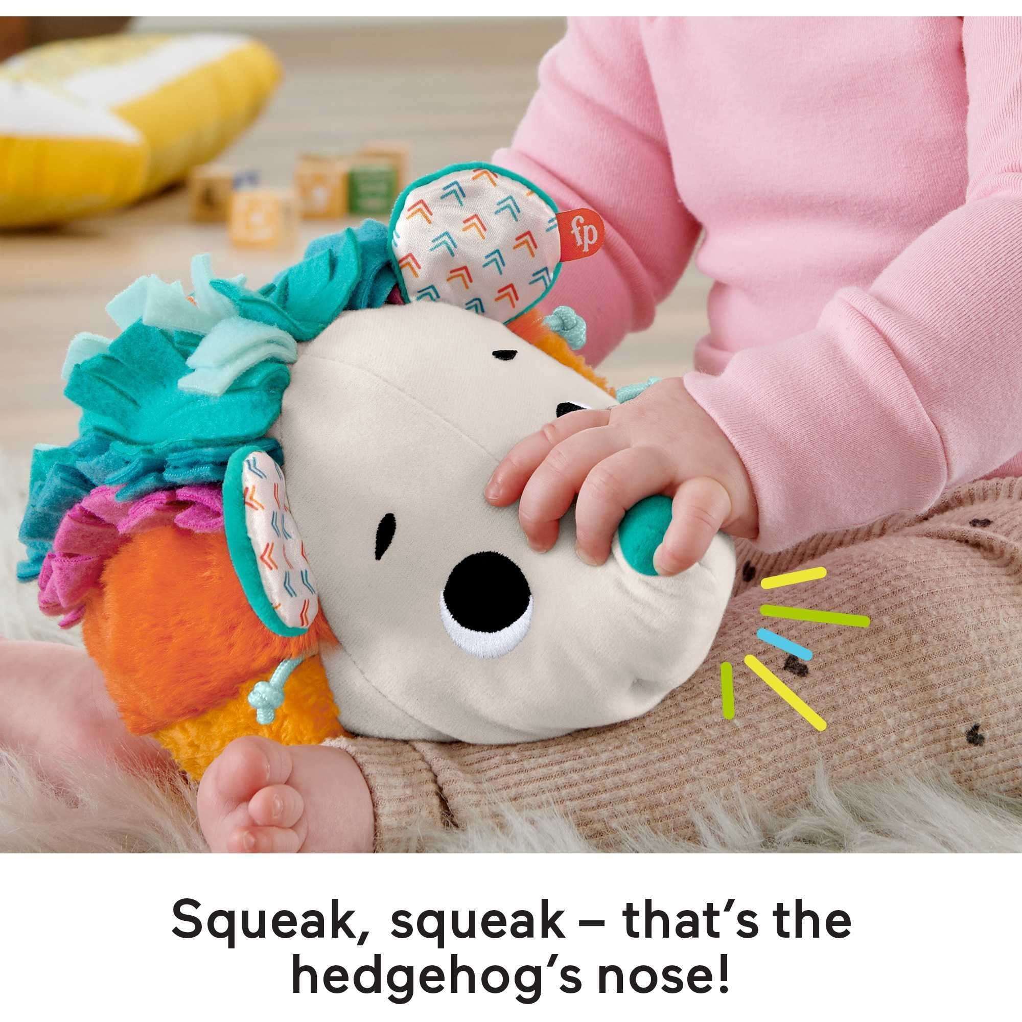 Fisher-Price Cuddle n' Snuggle Hedgehog Newborn Plush Sensory Toy with Sensory Details for Babies