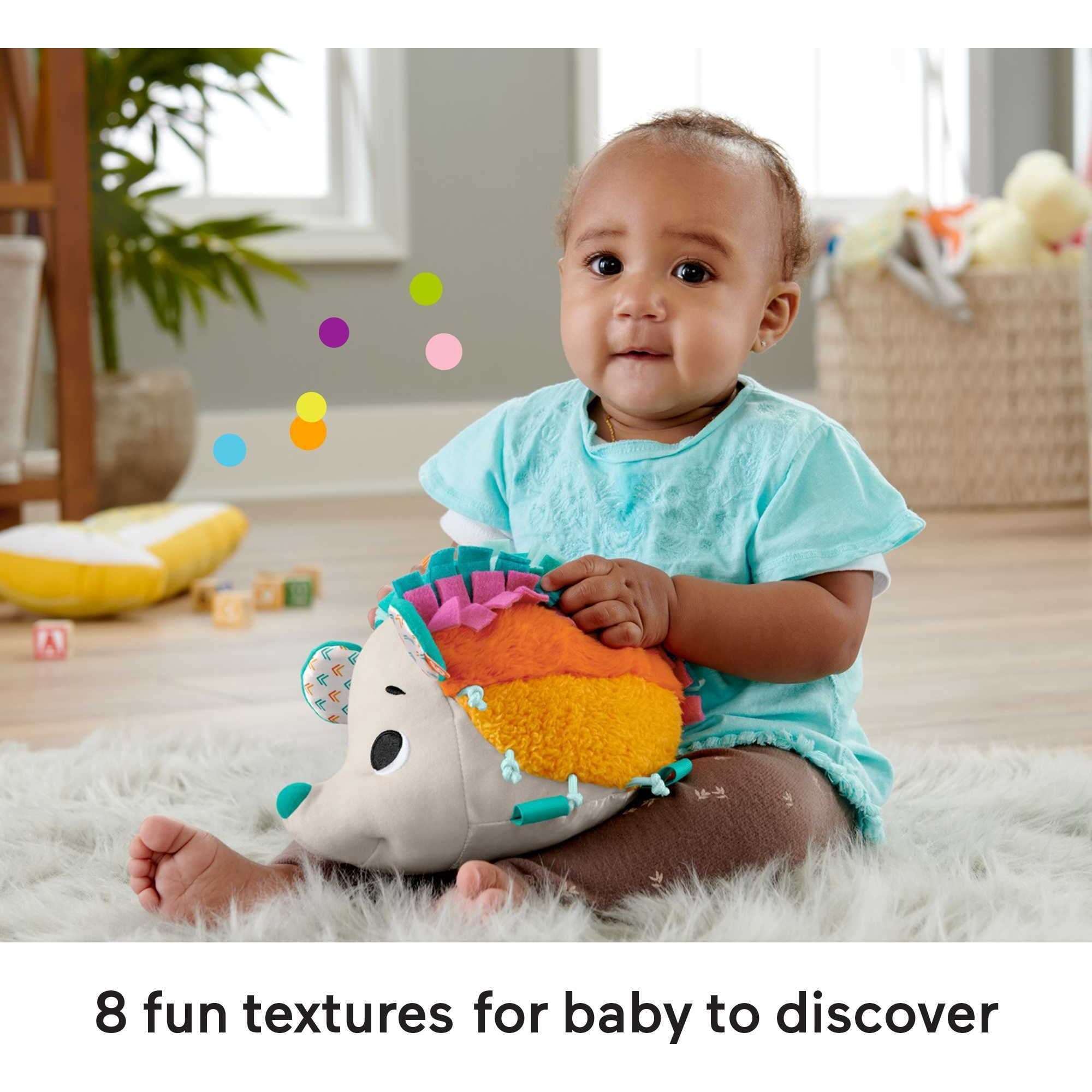 Fisher-Price Cuddle n' Snuggle Hedgehog Newborn Plush Sensory Toy with Sensory Details for Babies