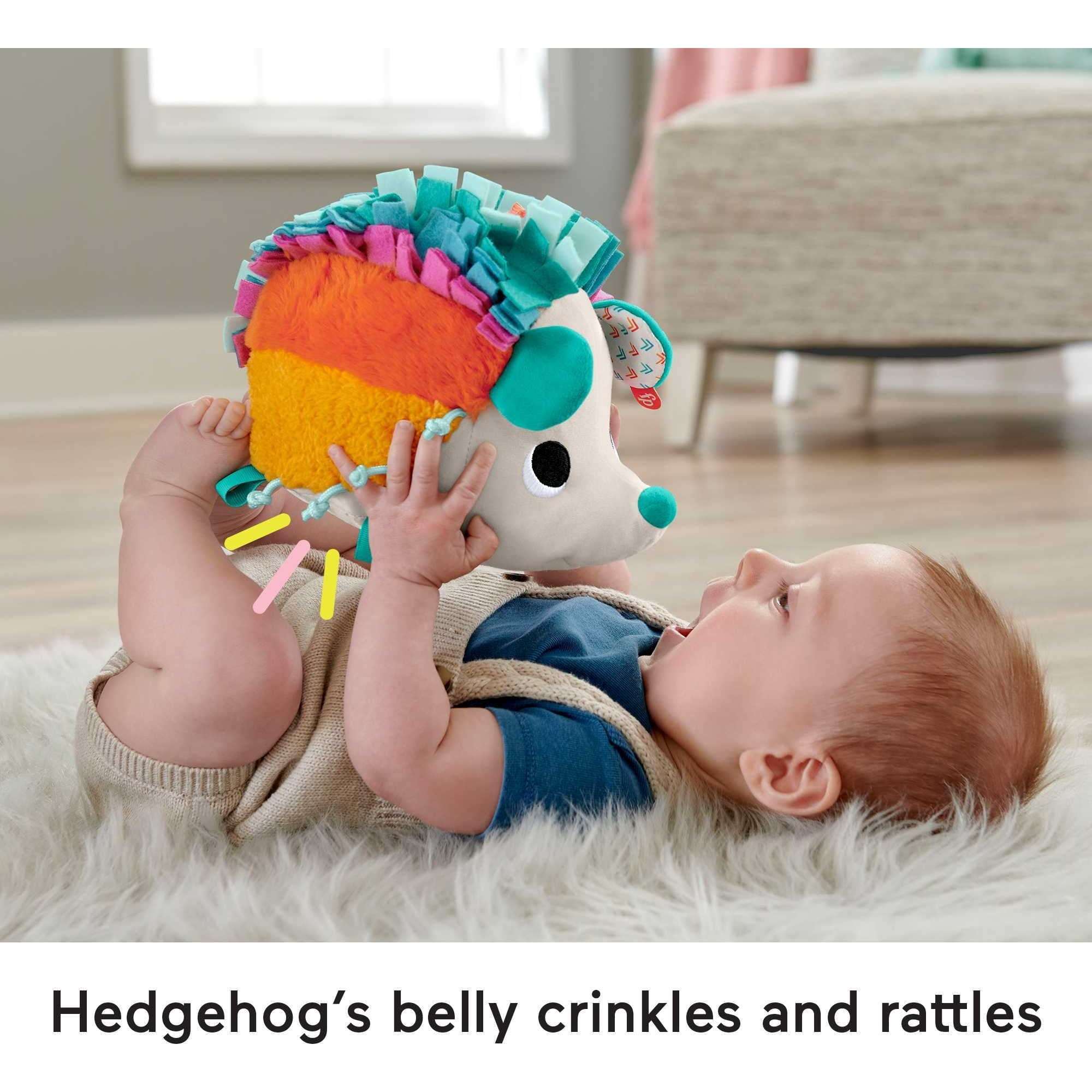 Fisher-Price Cuddle n' Snuggle Hedgehog Newborn Plush Sensory Toy with Sensory Details for Babies