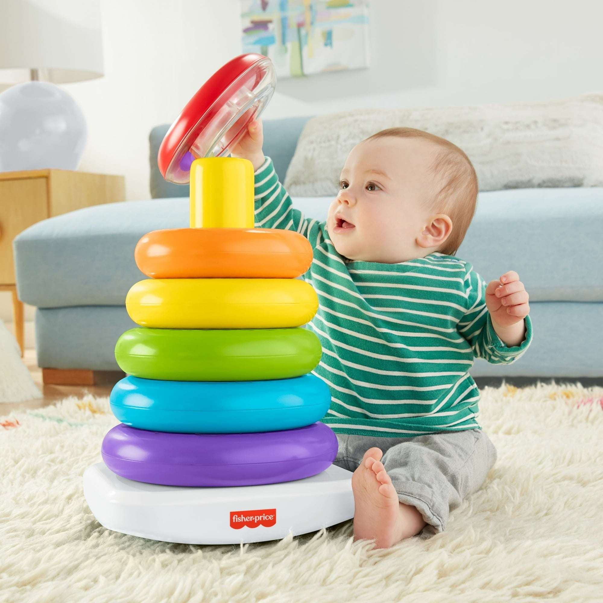 Fisher-Price Giant Rock-a-Stack Infant and Toddler Stacking Toy, 14+ Inches Tall, Baby Toy for 12 months and up
