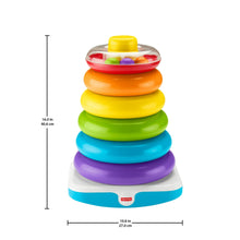 Colorful plastic stacking toy with rainbow rings and clear top dome