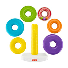 Set of colorful stacking rings with center pole and white base