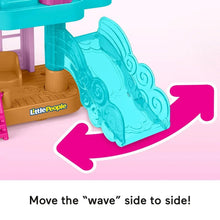 Teal wave-style slide panel with textured surface and curved playset ramp