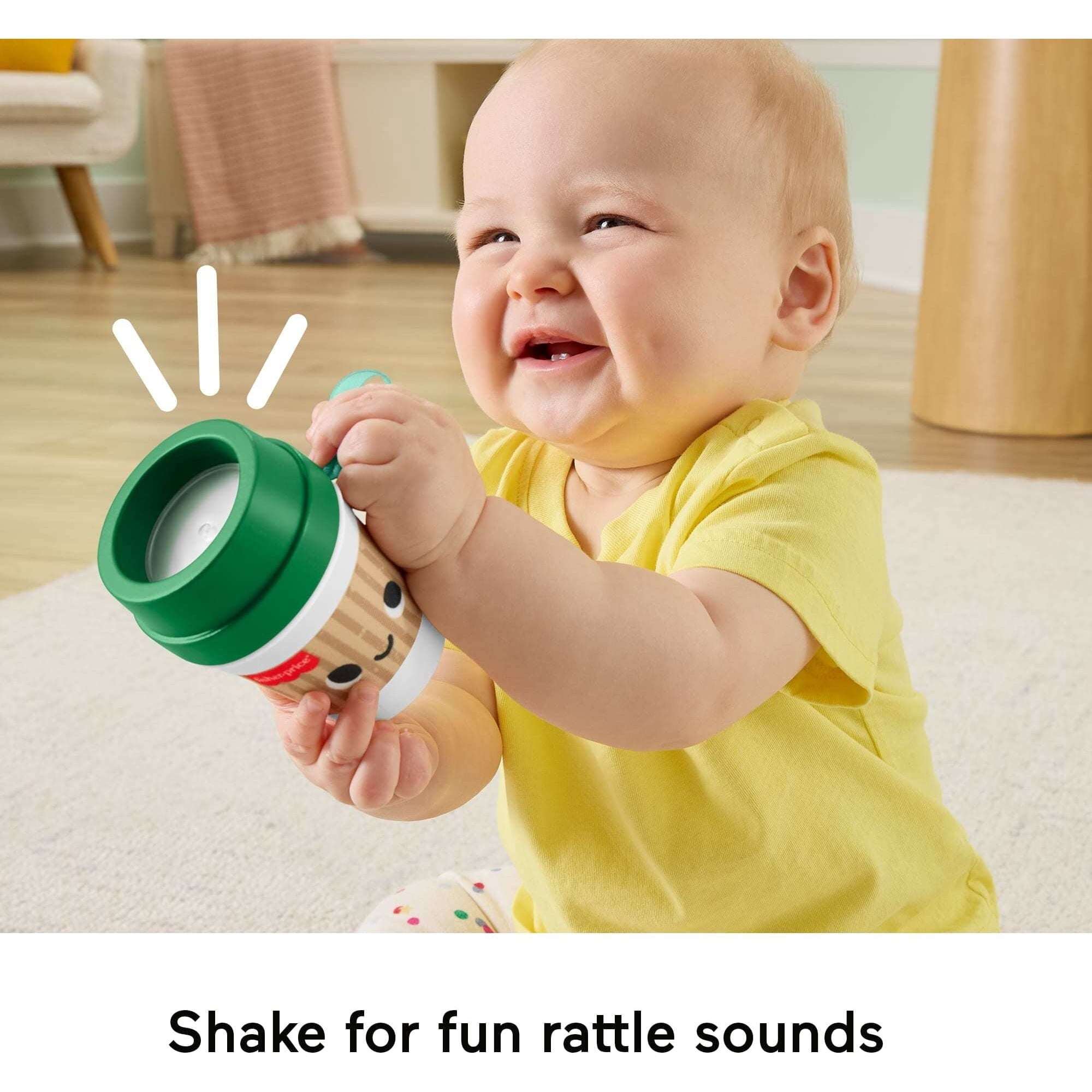 Fisher-Price Mini Me Moments Coffee Cup Teether Baby Rattle Toy for Newborn Sensory Play