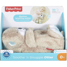 Boxed Fisher-Price plush otter baby sound machine, with rhythmic breathing motion and light blue theme