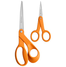 Crafting scissors set: 2 orange double-loop-handled micro-tip stainless blades