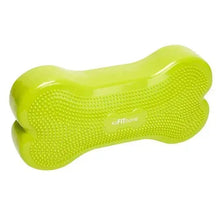 Inflatable dog fitness bone toy, lime green with textured grip surface