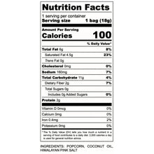 FitPop popcorn snack bag nutrition facts panel on the back