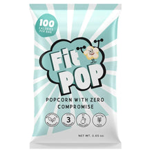 FitPop popcorn snack bag with mint stripes and bold Fit Pop logo
